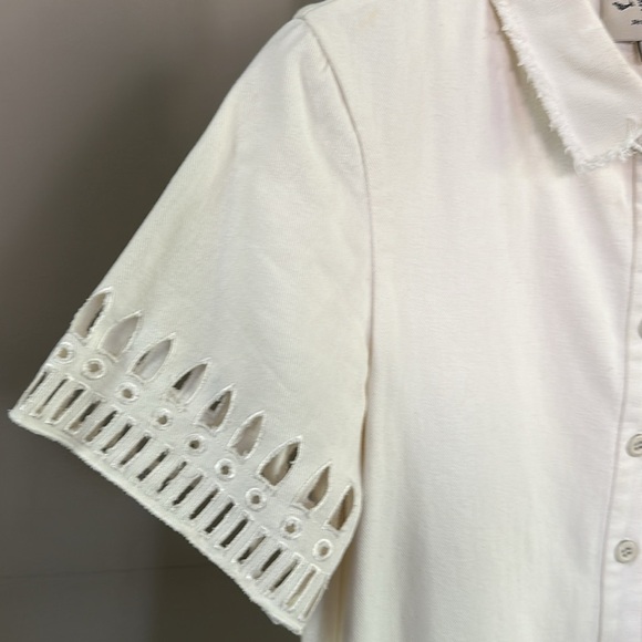 Sea New York canvas eyelet collared short sleeve dress with button front closure - Picture 3 of 11